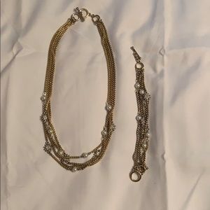 gold necklace and bracelet